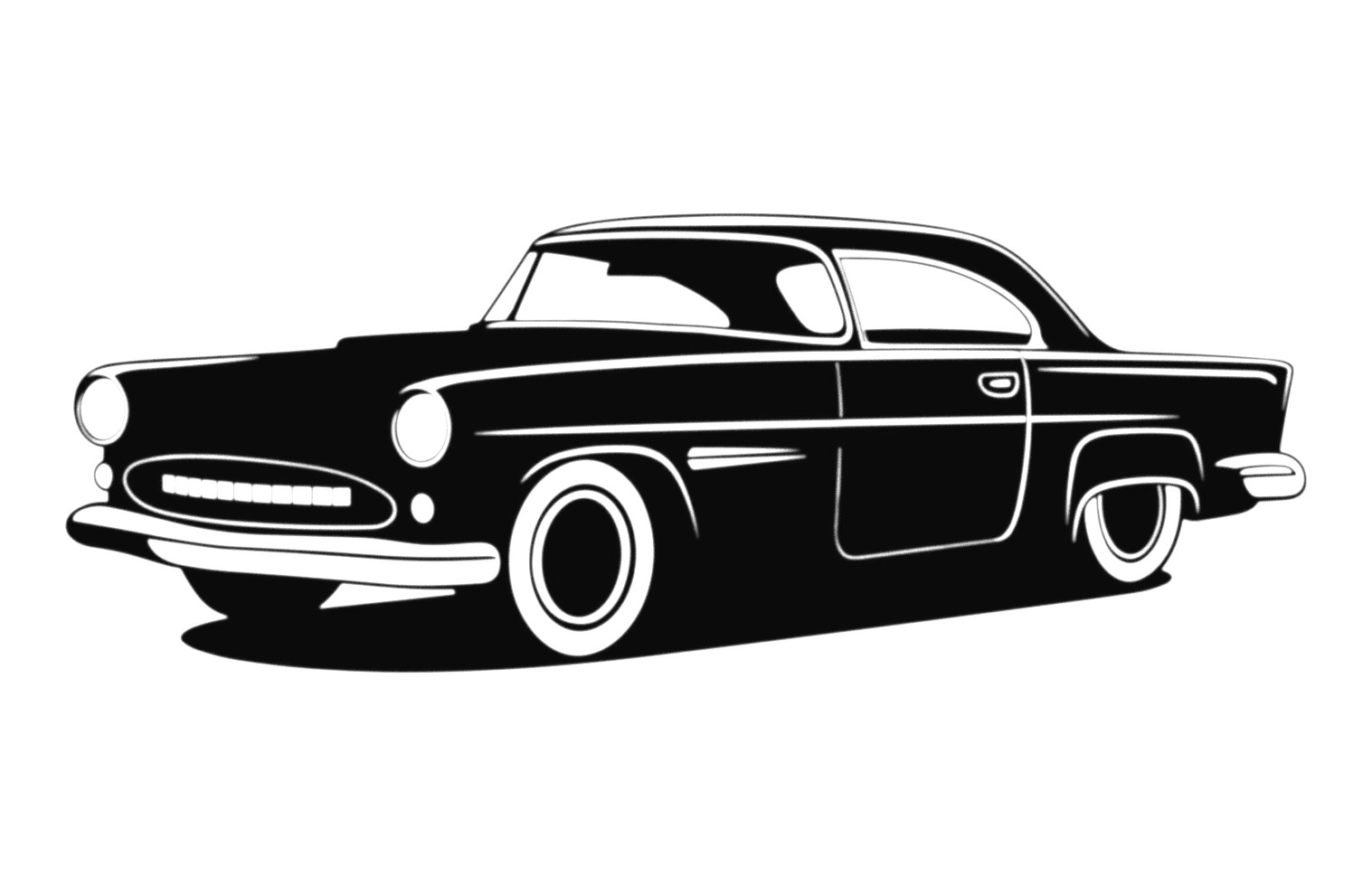 a vintage classic car silhouette black illustration vector